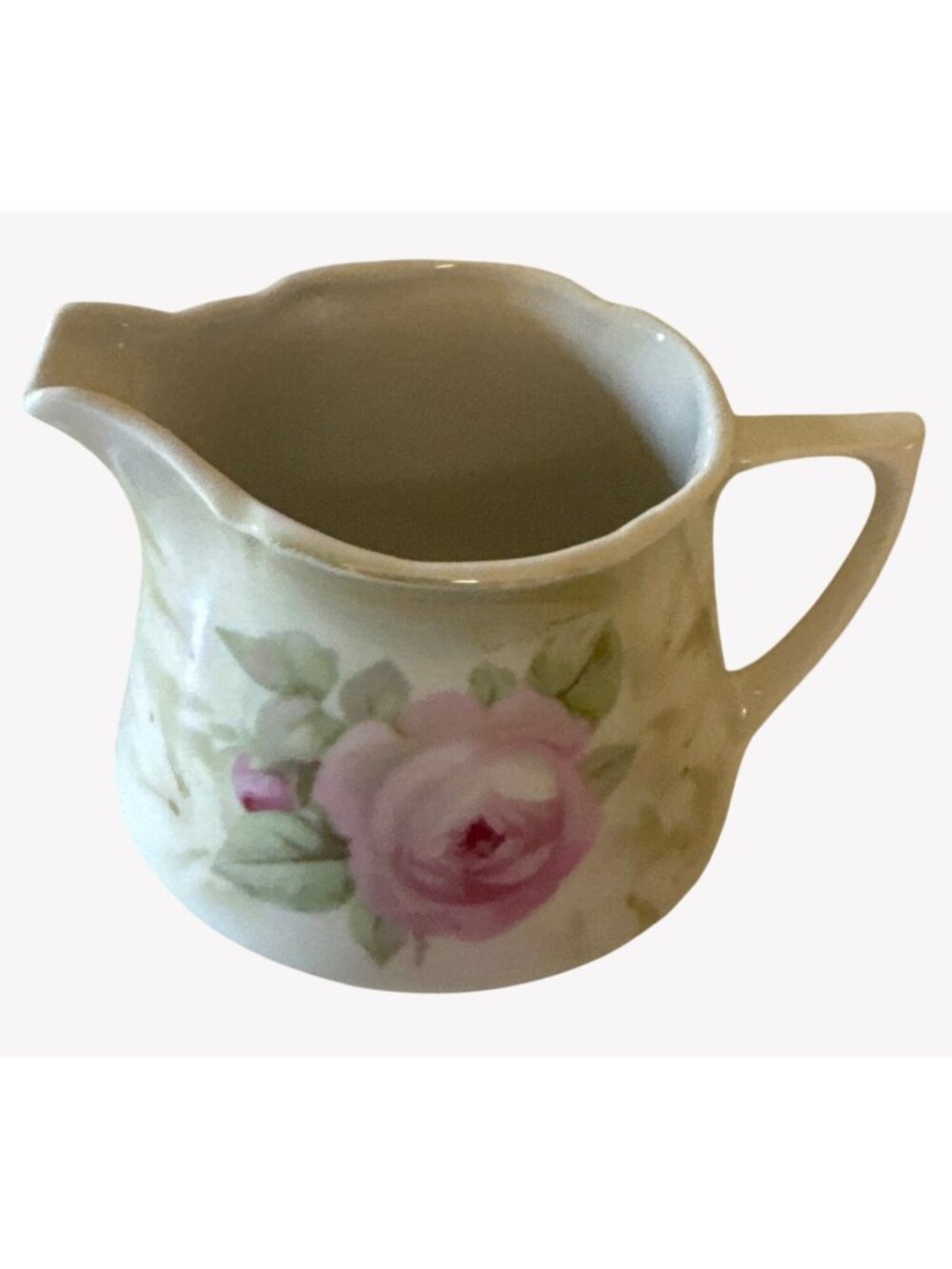 Vintage German Leuchtenberg Porcelain Hand Painted Floral Milk Pitcher Creamer - Picture 5 of 8